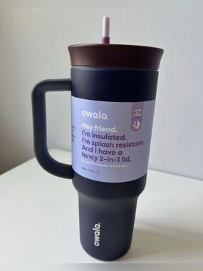 Owala 40oz Insulated Travel Tumbler With Handle & Straw 2-In-1 Lid Splash Resist